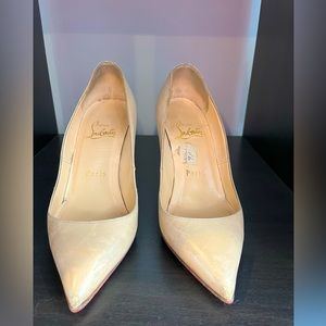 Christian Louboutin nappa leather nude pumps, approx 3.5 inch heel. Size 35.